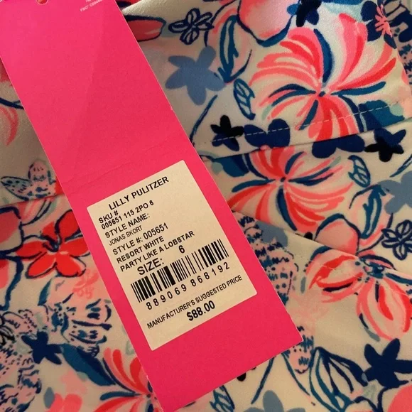 Lilly Pulitzer Pink and Blue Floral A-Line Jonas Style Skort - Picture 3 of 3